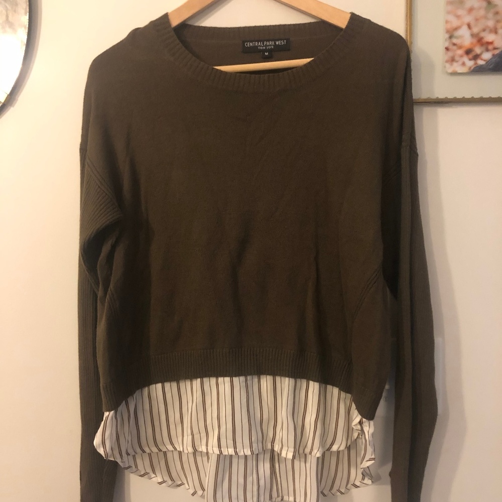 Brown Sweater with Shirt Detail